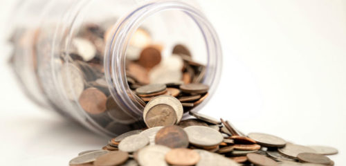 jar of coins tipped over